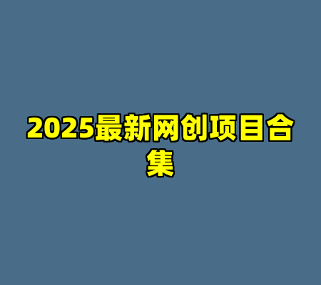 2025最新网创项目合集