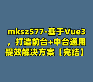 mksz577-基于Vue3，打造前台+中台通用提效解决方案【完结】-cc资源站