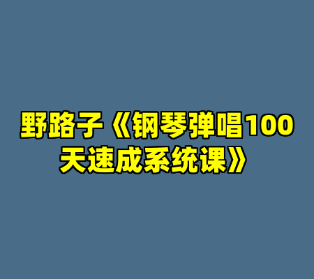 野路子《钢琴弹唱100天速成系统课》