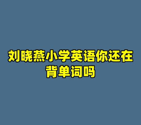 刘晓燕小学英语你还在背单词吗