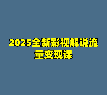 2025全新影视解说流量变现课