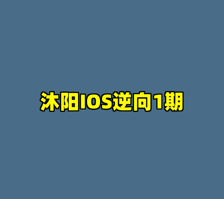 沐阳IOS逆向1期