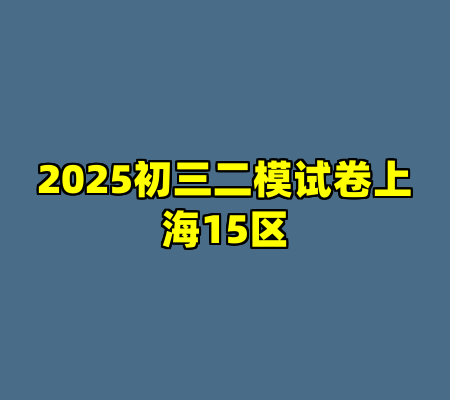 2025初三二模试卷上海15区
