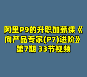 阿里P9的升职加薪课《向产品专家(P7)进阶》第7期 33节视频-cc资源站
