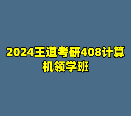 2024王道考研408计算机领学班