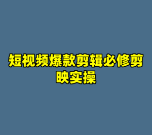 短视频爆款剪辑必修剪映实操-cc资源站