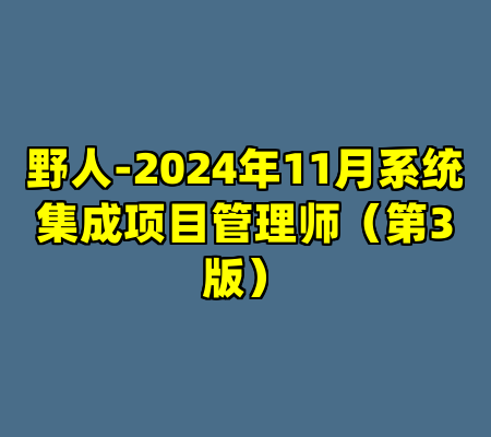 野人-2024年11月系统集成项目管理师（第3版）