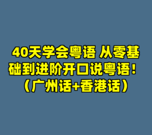 40天学会粤语 从零基础到进阶开口说粤语！（广州话+香港话）-cc资源站