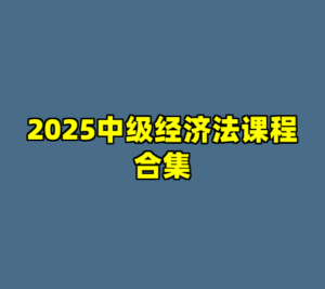 2025中级经济法课程合集-cc资源站