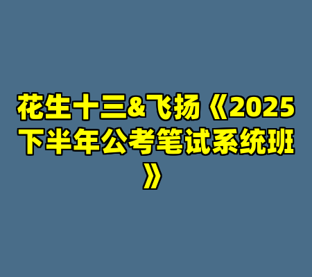 花生十三&飞扬《2025下半年公考笔试系统班》