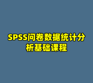 SPSS问卷数据统计分析基础课程-cc资源站