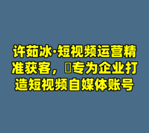 许茹冰·短视频运营精准获客，​专为企业打造短视频自媒体账号-cc资源站
