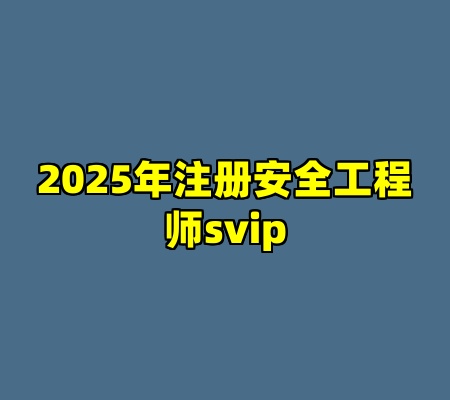 2025年注册安全工程师svip