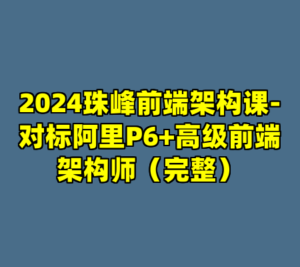 2024珠峰前端架构课-对标阿里P6+高级前端架构师（完整）-cc资源站