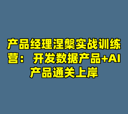 产品经理涅槃实战训练营： 开发数据产品+AI产品通关上岸