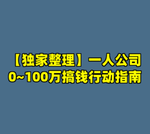 【独家整理】一人公司0~100万搞钱行动指南-cc资源站