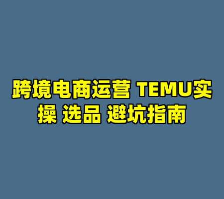 跨境电商运营 TEMU实操 选品 避坑指南