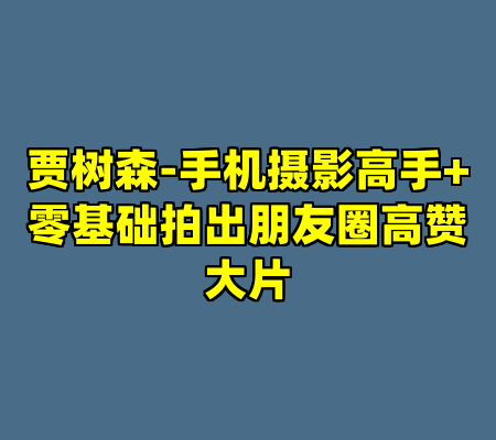 贾树森-手机摄影高手+零基础拍出朋友圈高赞大片