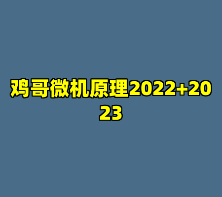 鸡哥微机原理2022+2023