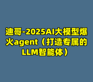 迪哥-2025AI大模型爆火agent（打造专属的LLM智能体）-cc资源站