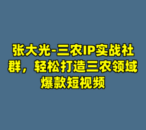 张大光-三农IP实战社群，轻松打造三农领域爆款短视频-cc资源站