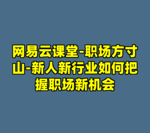 网易云课堂-职场方寸山-新人新行业如何把握职场新机会-cc资源站