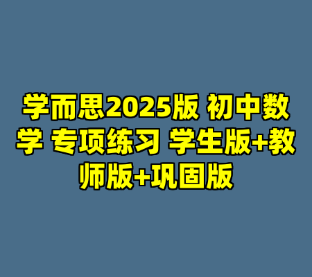 学而思2025版 初中数学 专项练习 学生版+教师版+巩固版