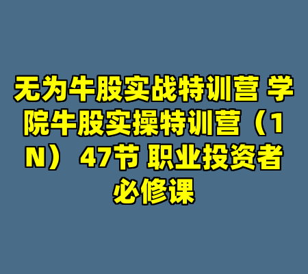 无为牛股实战特训营 学院牛股实操特训营（1N） 47节 职业投资者必修课
