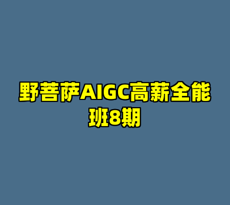 野菩萨AIGC高薪全能班8期
