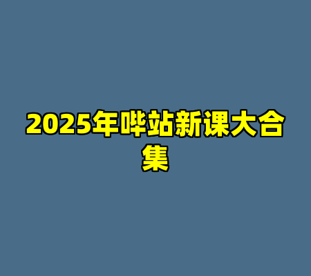 2025年哔站新课大合集