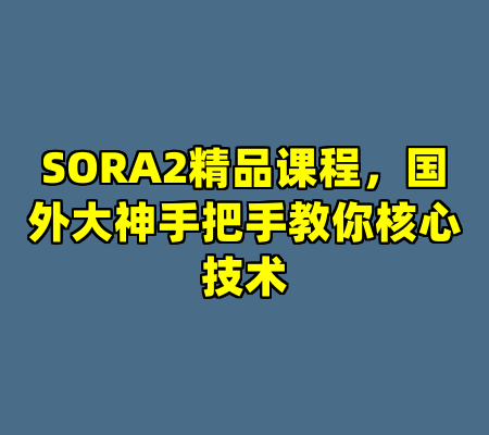 SORA2精品课程，国外大神手把手教你核心技术