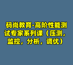 码尚教育-高阶性能测试专家系列课（压测，监控，分析，调优）-cc资源站
