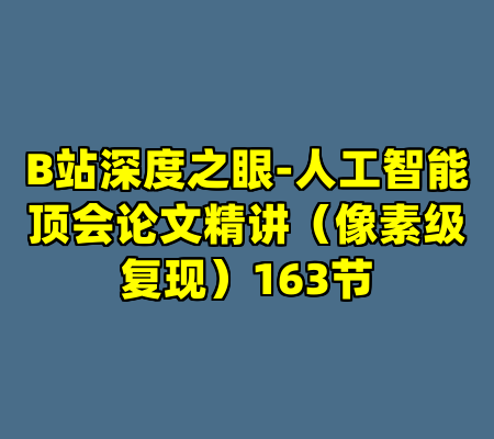 B站深度之眼-人工智能顶会论文精讲（像素级复现）163节