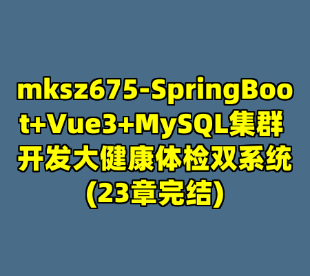 mksz675-SpringBoot+Vue3+MySQL集群 开发大健康体检双系统(23章完结)