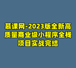 慕课网-2023版全新高质量商业级小程序全栈项目实战完结-cc资源站