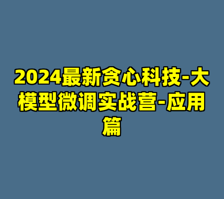 2024最新贪心科技-大模型微调实战营-应用篇