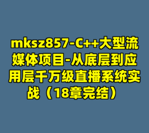 mksz857-C++大型流媒体项目-从底层到应用层千万级直播系统实战（18章完结）-cc资源站