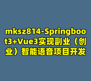 mksz814-Springboot3+Vue3实现副业（创业）智能语音项目开发-cc资源站