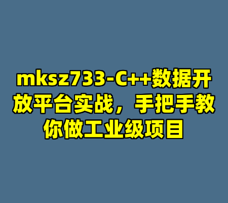 mksz733-C++数据开放平台实战，手把手教你做工业级项目