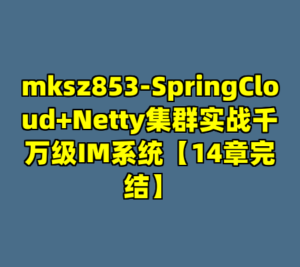 mksz853-SpringCloud+Netty集群实战千万级IM系统【14章完结】-cc资源站