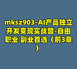mksz903-AI产品独立开发变现实战营-自由职业 副业首选（前3章）-cc资源站