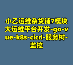 小乙运维杂货铺7模块大运维平台开发-go-vue-k8s-cicd-服务树-监控-cc资源站