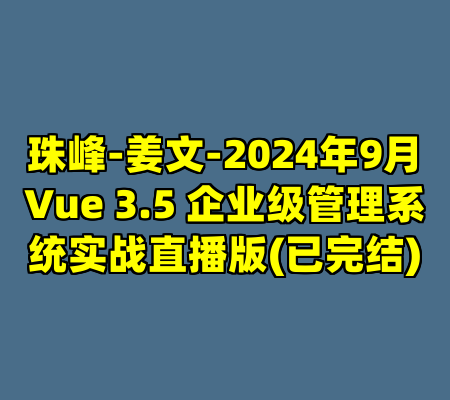 珠峰-姜文-2024年9月Vue 3.5 企业级管理系统实战直播版(已完结)