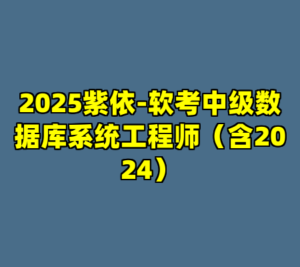 2025紫依-软考中级数据库系统工程师（含2024）-cc资源站