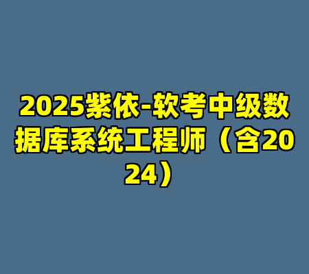 2025紫依-软考中级数据库系统工程师（含2024）