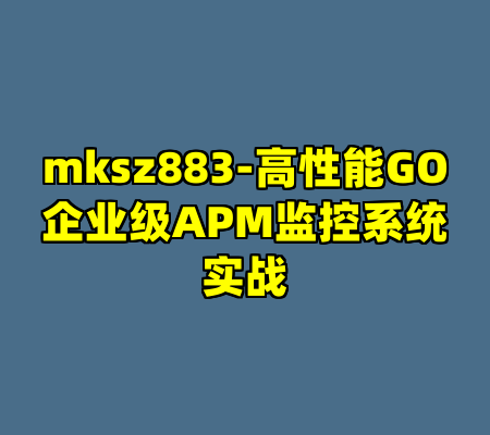 mksz883-高性能GO企业级APM监控系统实战