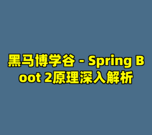 黑马博学谷 - Spring Boot 2原理深入解析-cc资源站