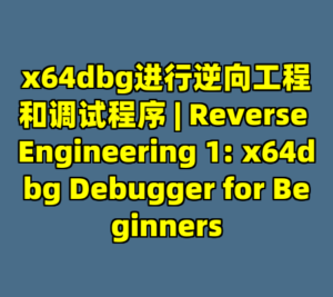 x64dbg进行逆向工程和调试程序 | Reverse Engineering 1: x64dbg Debugger for Beginners-cc资源站