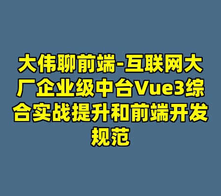 大伟聊前端-互联网大厂企业级中台Vue3综合实战提升和前端开发规范