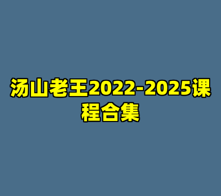 汤山老王2022-2025课程合集